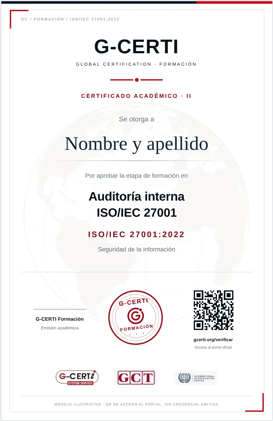 Modelo del certificado académico II · Auditoría interna · ISO/IEC 27001:2022