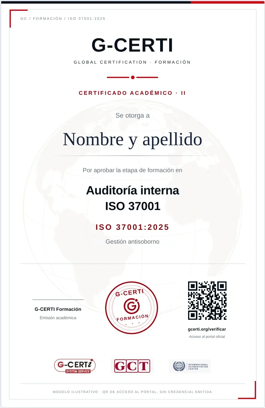Modelo del certificado académico II · Auditoría interna · ISO 37001:2025